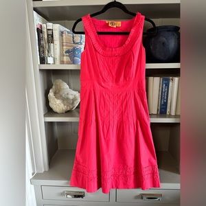 Tory Burch Coral/ Fruit Punch Cotton Dress
